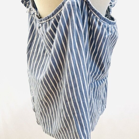 NWT LAUREN CONRAD Women Sleeveless Pullover Square Neck Striped Blue Shirt Sz O - Picture 10 of 14